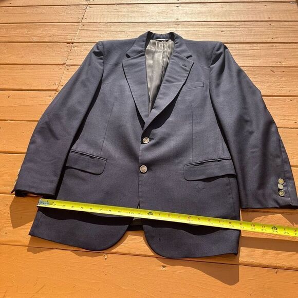 Burberry Suit Jacket Blazer Size 42R Mens Navy Blue Wool Single Vent 2 Button - Picture 9 of 15